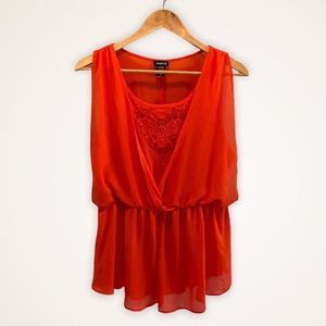 TORRID Layered Sleeveless Lace Bright Orange Top